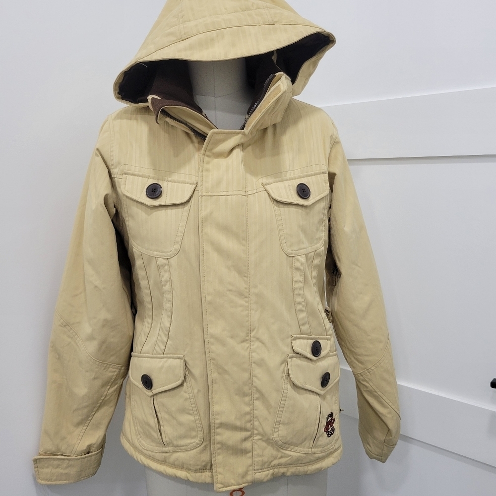 Sims Women's Vintage Hooded Embroidered Brown Snowboard Ski Jacket Size S